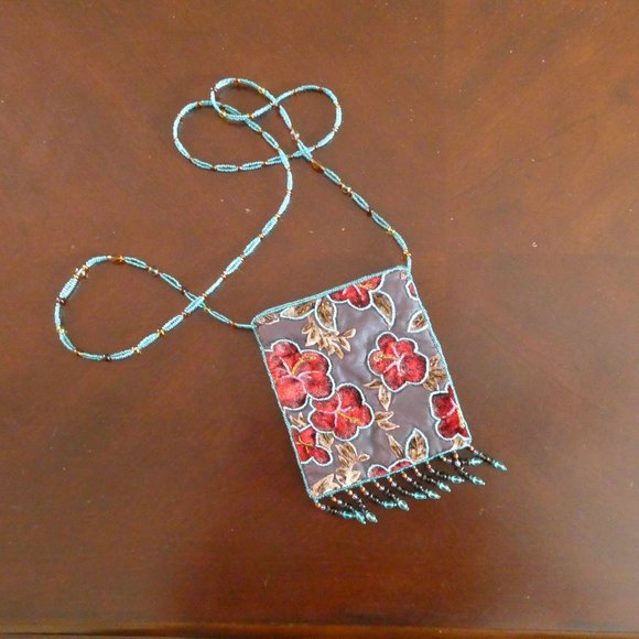 Beaded Velvet Crossbody Boho Handbag New - Picture 1 of 8